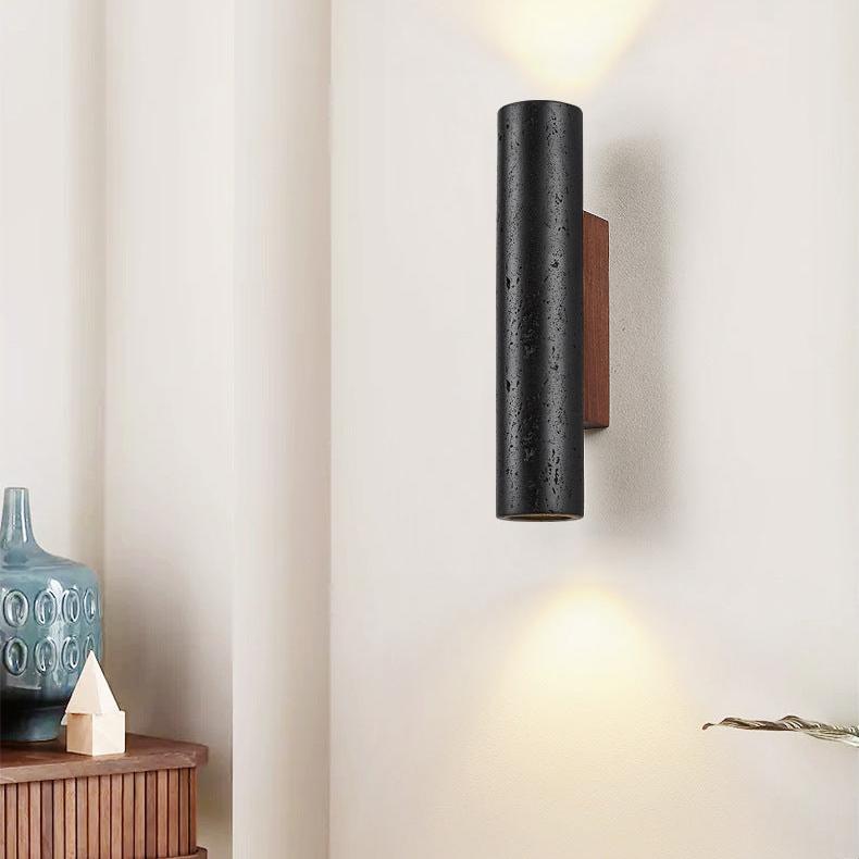 Lámpara de pared tubular de travertino negro minimalista