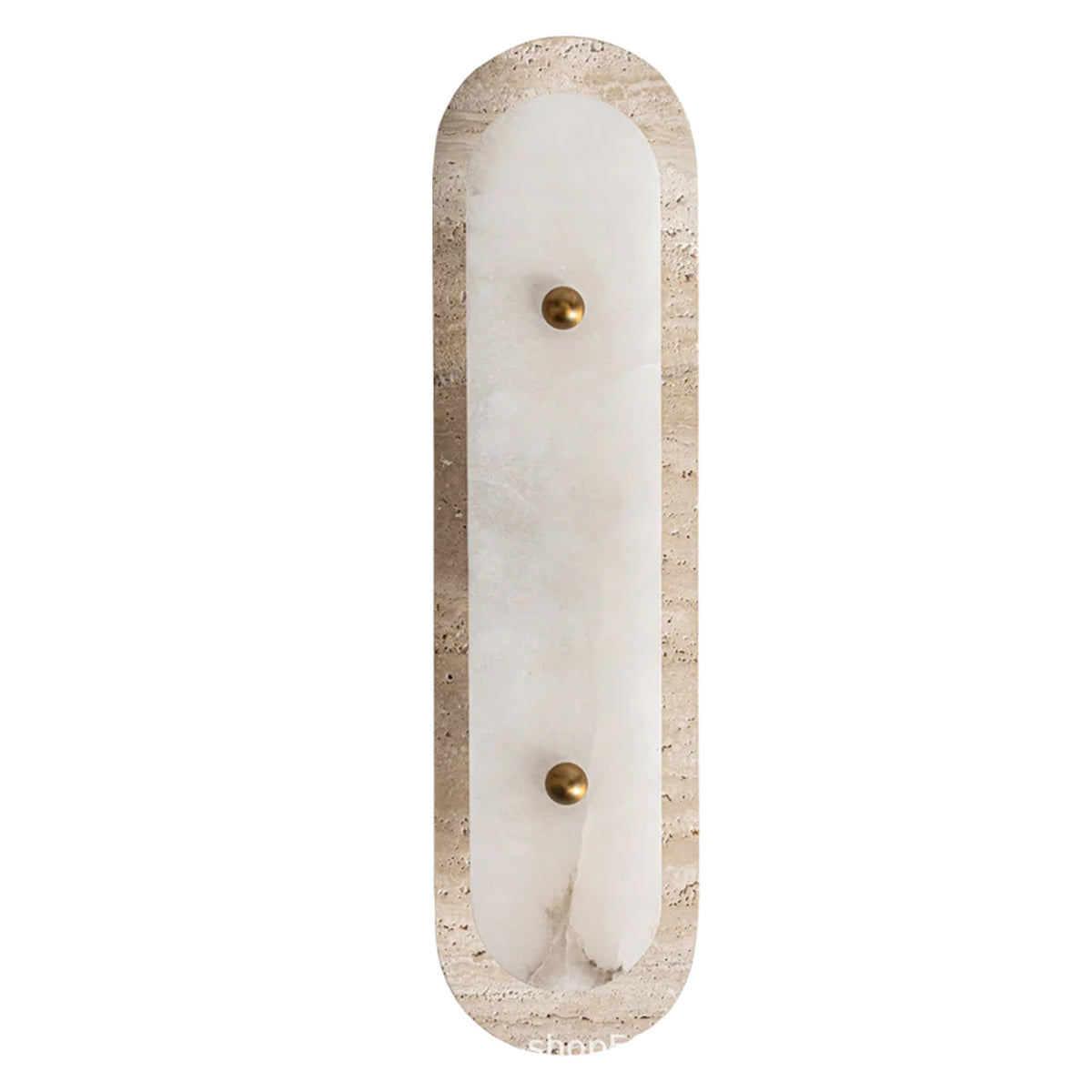 Sigrid Japandi Travertine Wall Light alabaster shade lit