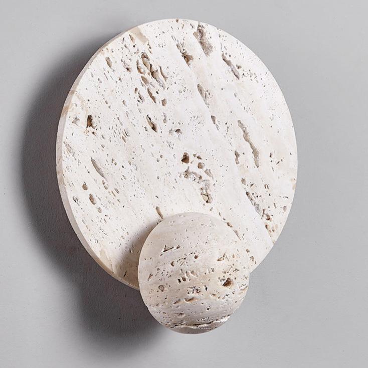 Modern White Travertine Cream Style Wall Lamp