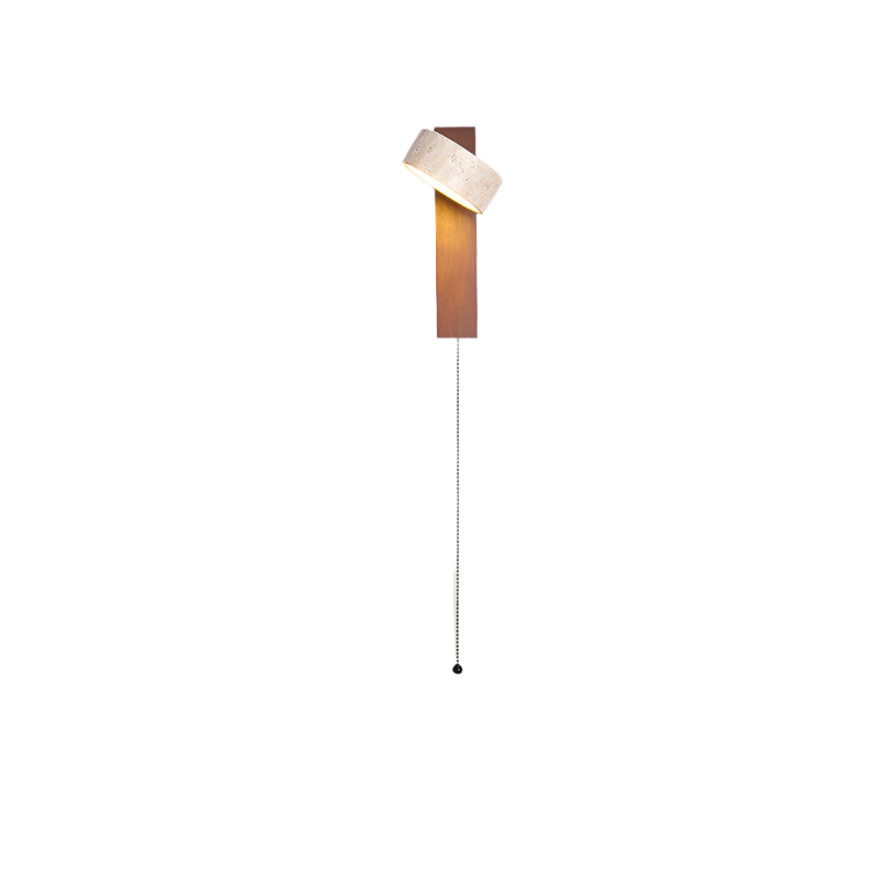 Lampe de chevet murale en bois travertin crème