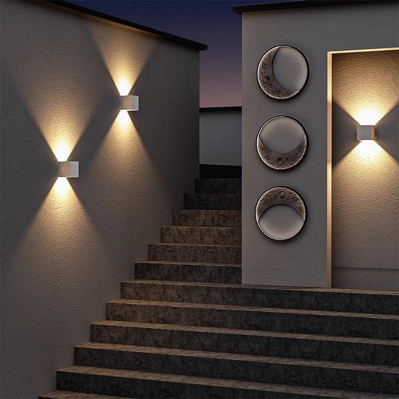 Lume Minimalist Stone Travertine Cube Wall Light