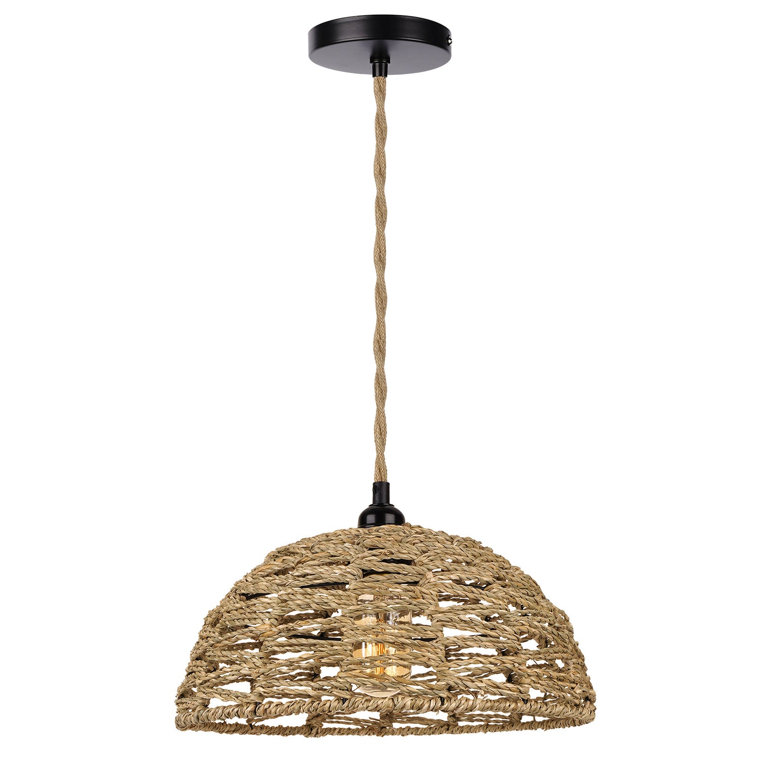 Lampe à pendentif en coton tissé à la main rétro