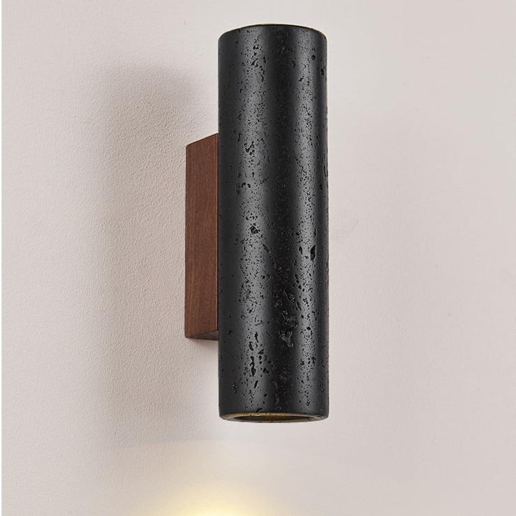 Minimalist Black Tube Stone Wall Lamp