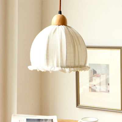 Tally Wood Japandi Linen Pendant Light