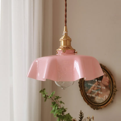 Blush Opaline Glass Retro Glass Pendant Light