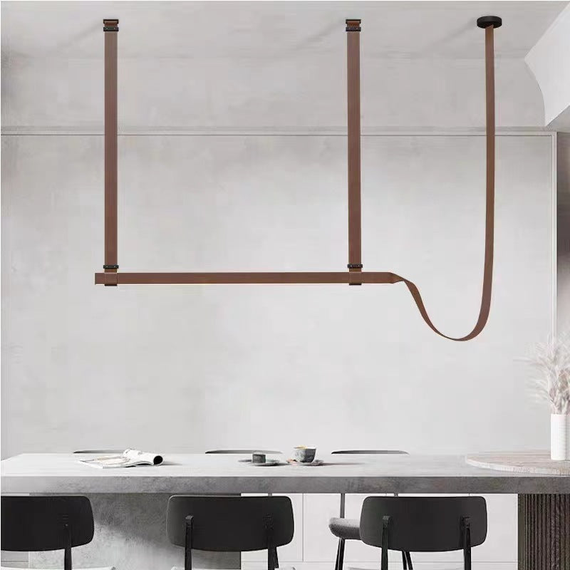 Luxen Minimalist Leather Linear Chandelier