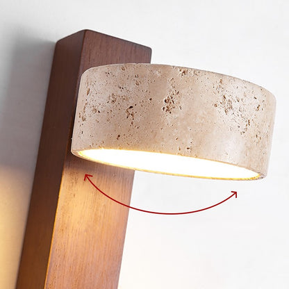 Travertine Wood Bedside Wall Lamp