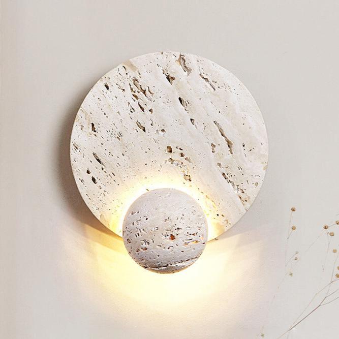 Modern White Travertine Cream Style Wall Lamp