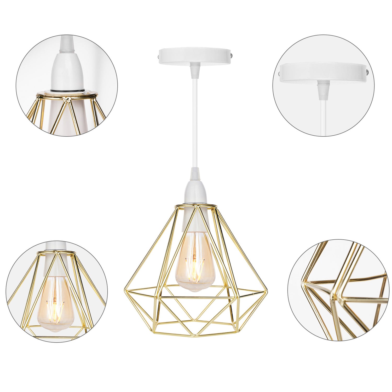 Nordic Diamond-Shaped Metal Pendant Lamp