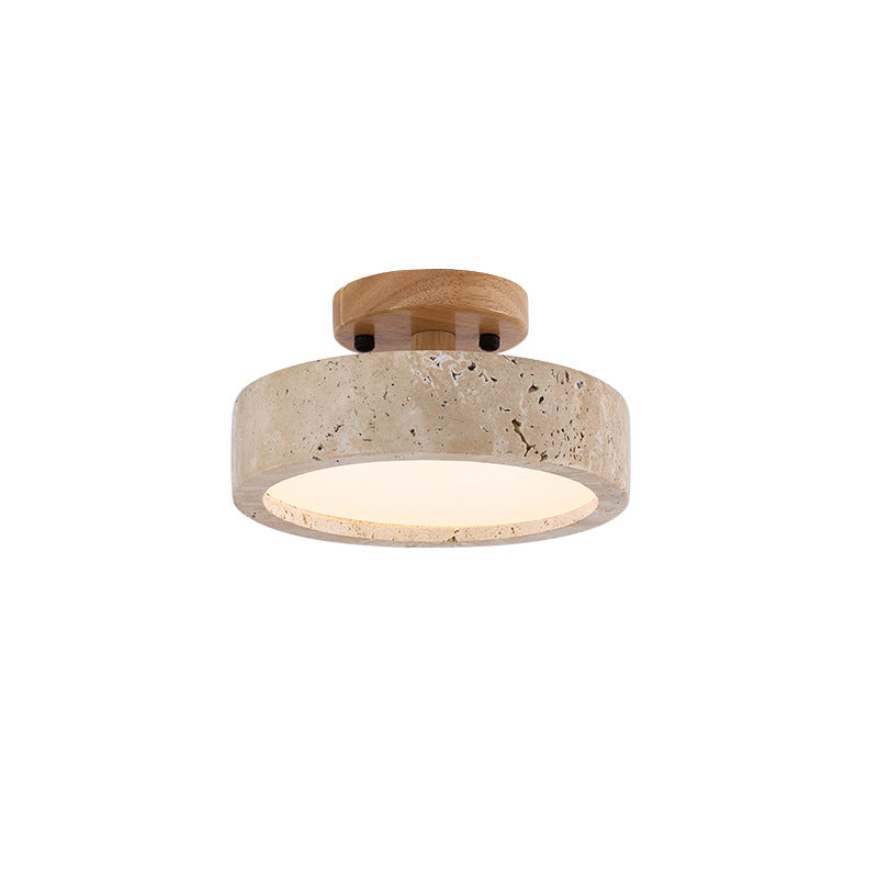 Full Spectrum Round Yellow Travertine Ceiling Lamp