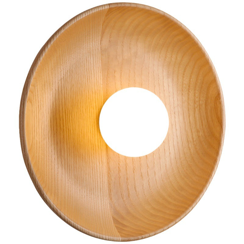 Lámpara de pared circular de madera maciza