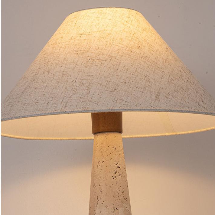 Lampe de table en pierre travertin avec abat-jour en tissu moderne