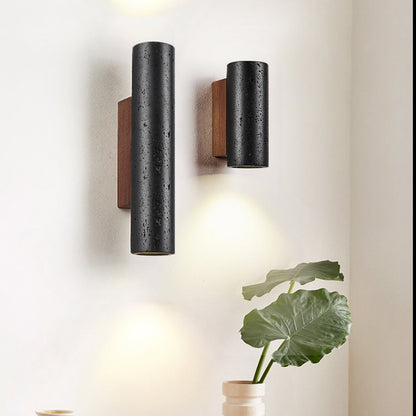 Lámpara de pared tubular de travertino negro minimalista