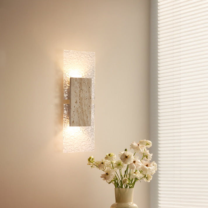 Amber Tranquility Travertine Wabi-Sabi Wall Lamp