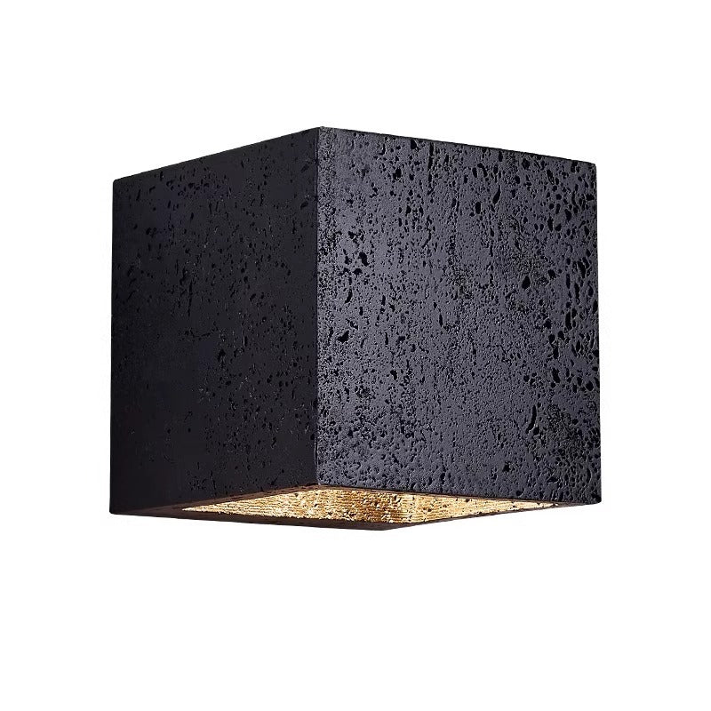Lume Minimalist Stone Travertine Cube Wall Light