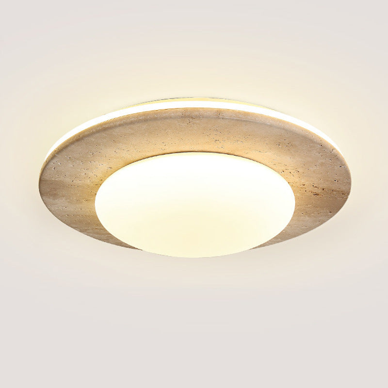 Lampada da soffitto medievale nordica in travertino