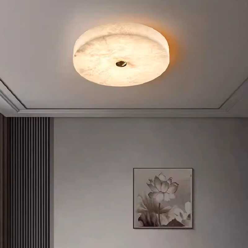 Alabaster Flush Mounted Round LED Ceiling Lamp