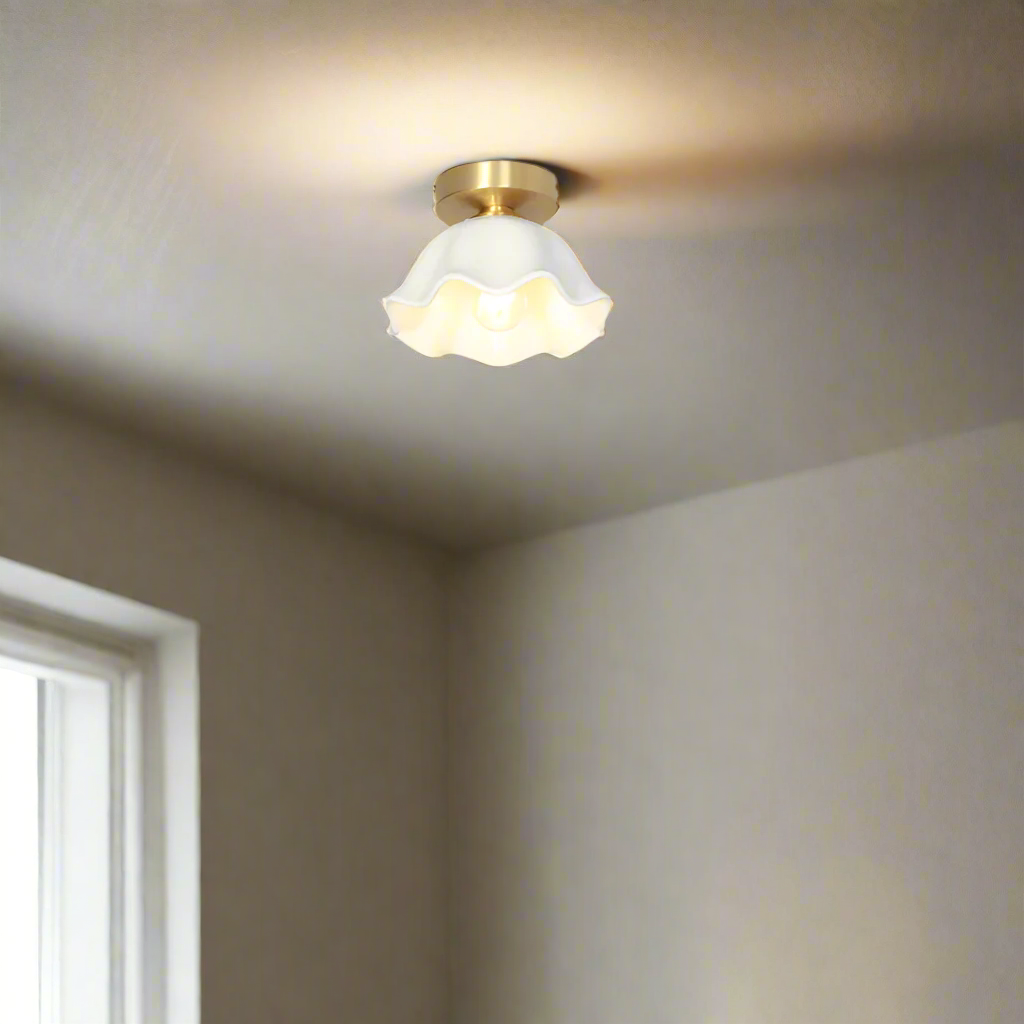 Blossom Glow Mid-Century Ceramic Ceiling Light