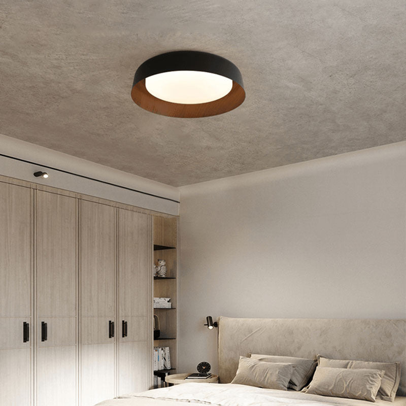 Lampada da soffitto rotonda in legno con stile Wabi-Sabi