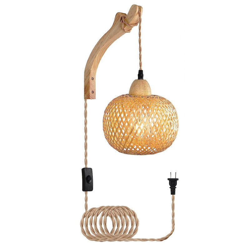 Pastorale Hanfseil Bambus Wandlampe