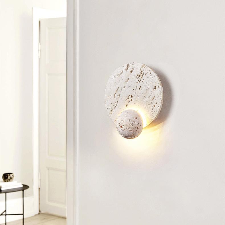 Modern White Travertine Cream Style Wall Lamp