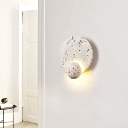 Modern White Travertine Cream Style Wall Lamp