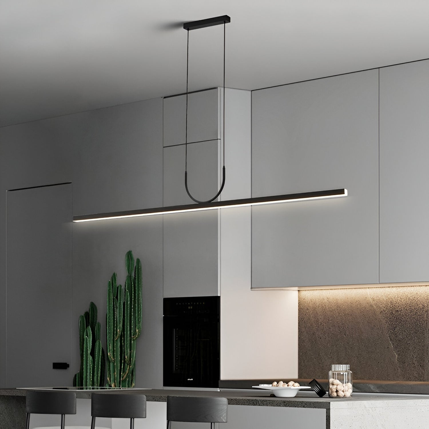 Minimalist Acrylic U-Shaped Linear LED Pendant Light