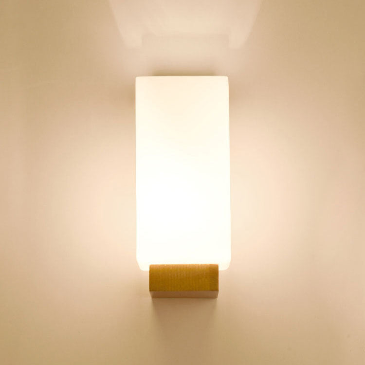 Nordic Wood Glass Shade Wall Lamp