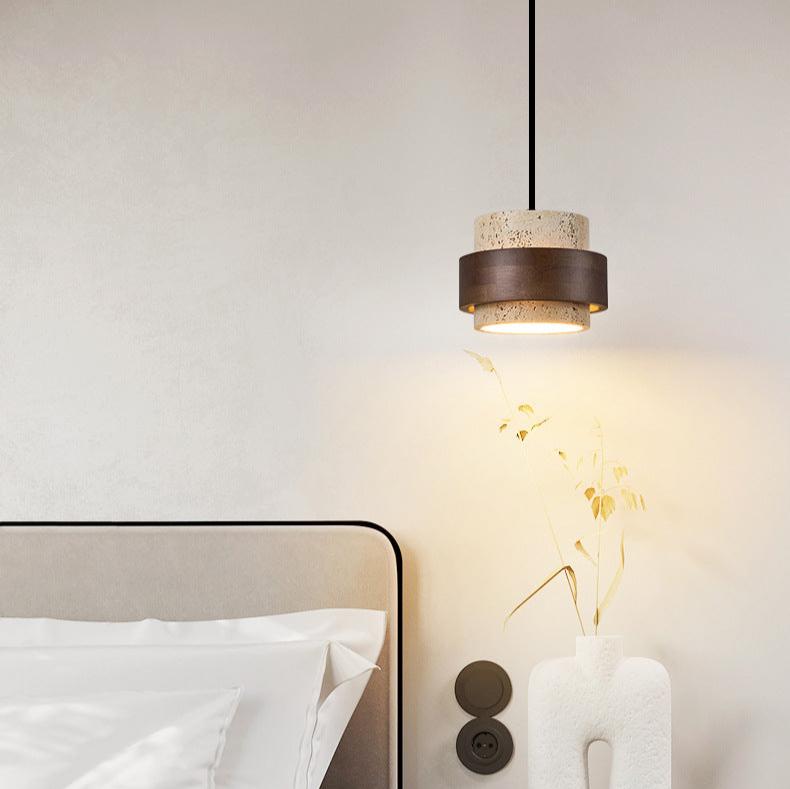 Lampe suspendue rétro nordique minimaliste de style japonais en travertin