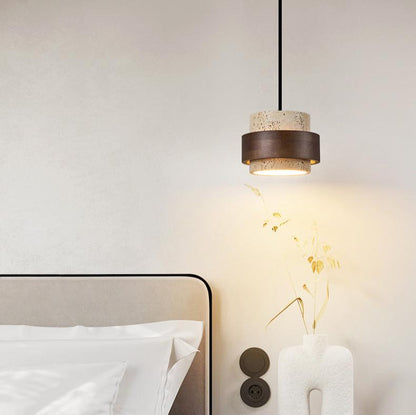 Lampe suspendue rétro nordique minimaliste de style japonais en travertin