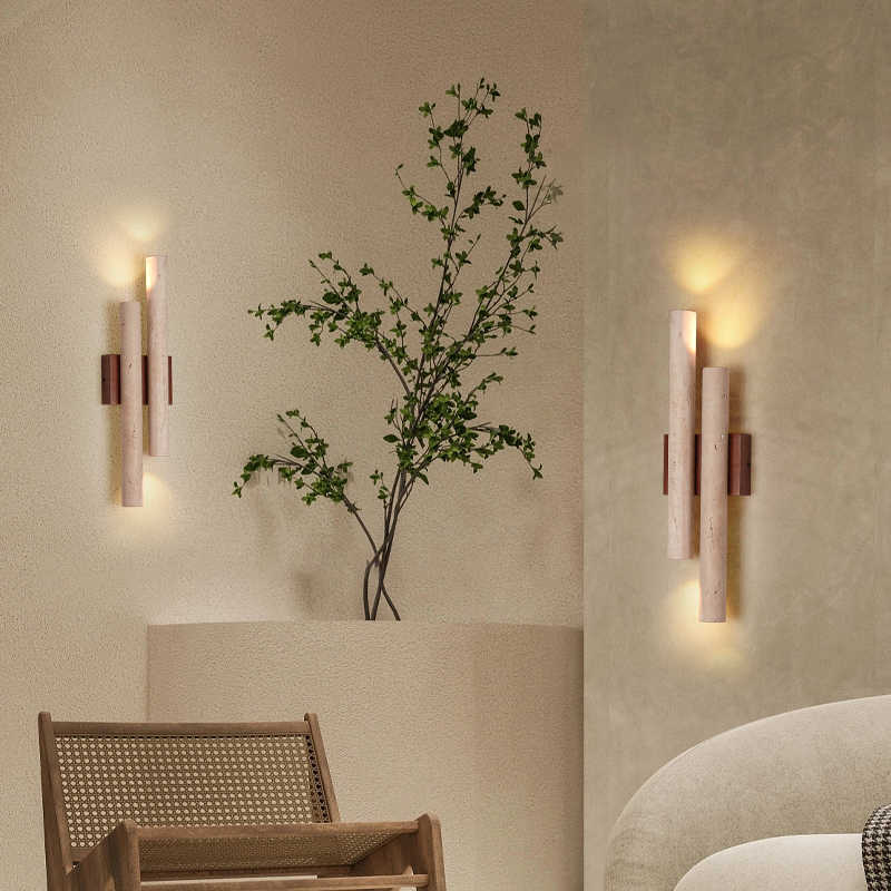 Travertine Retro Style Double Long Wall Lamp