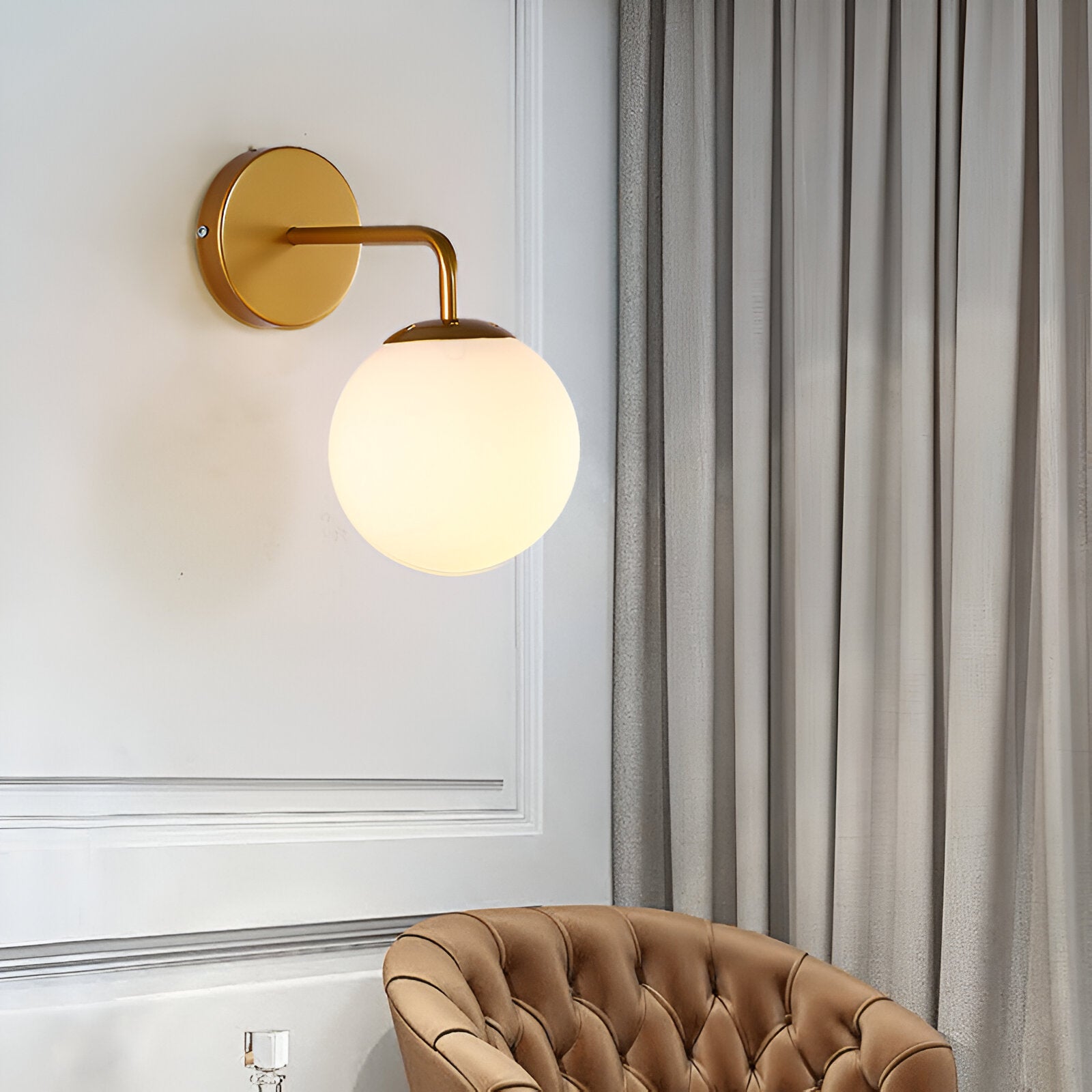 Modern Retro Rippled Glass Sphere Wall Lamp