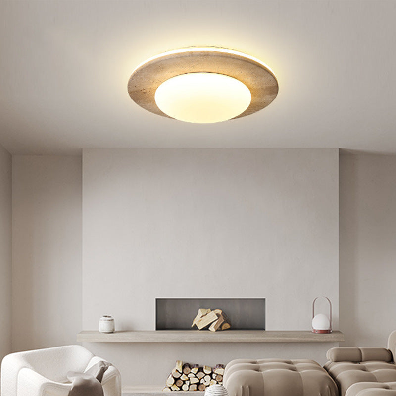 Lampada da soffitto medievale nordica in travertino