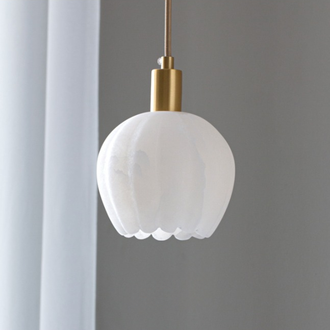 Floral Alabaster Pendant Light