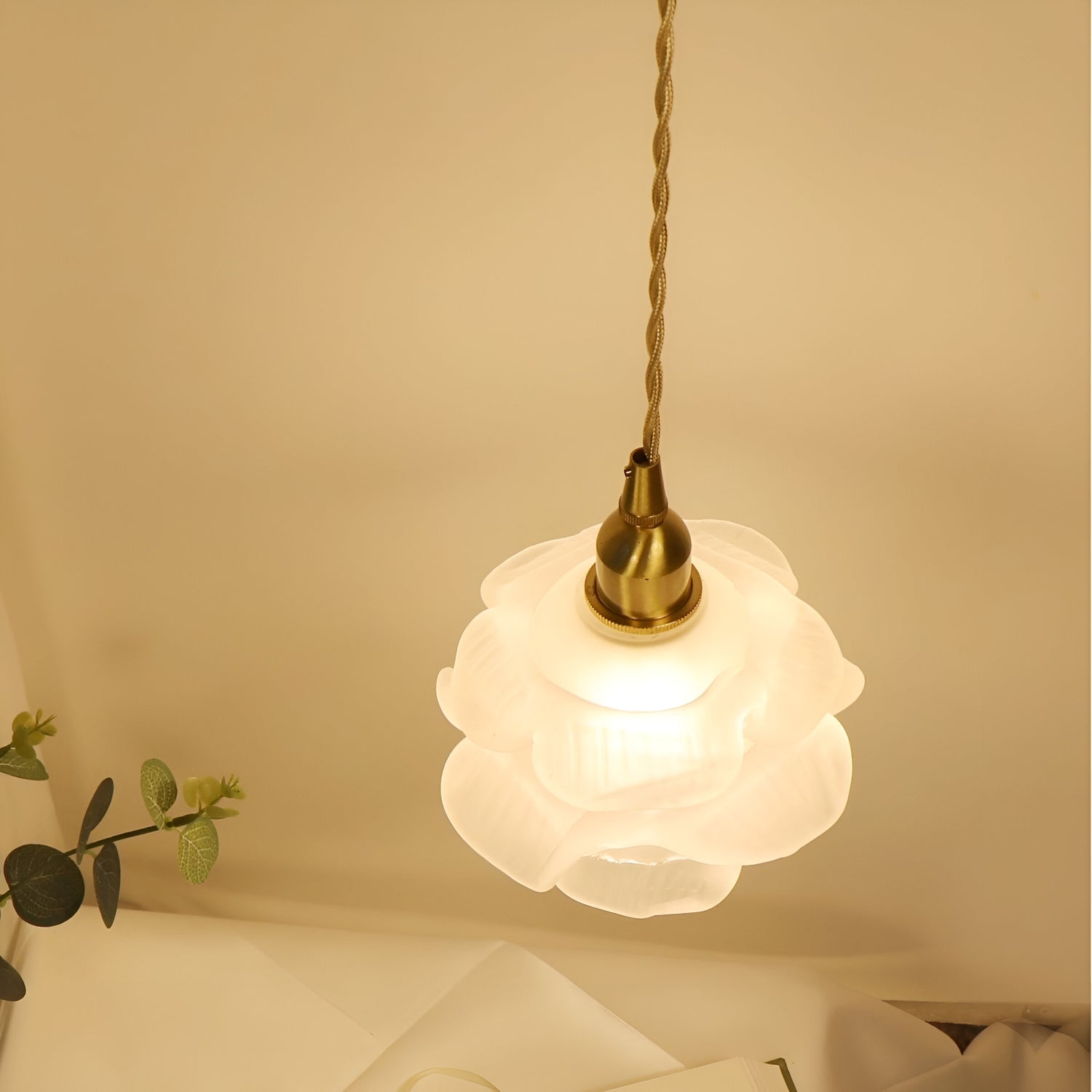 Vintage Rose Glass Pendant Lamp