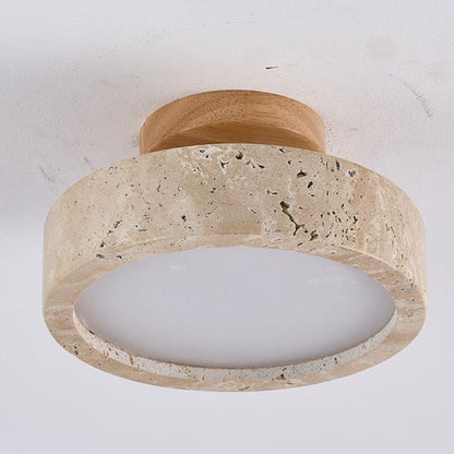 Full Spectrum Round Yellow Travertine Ceiling Lamp