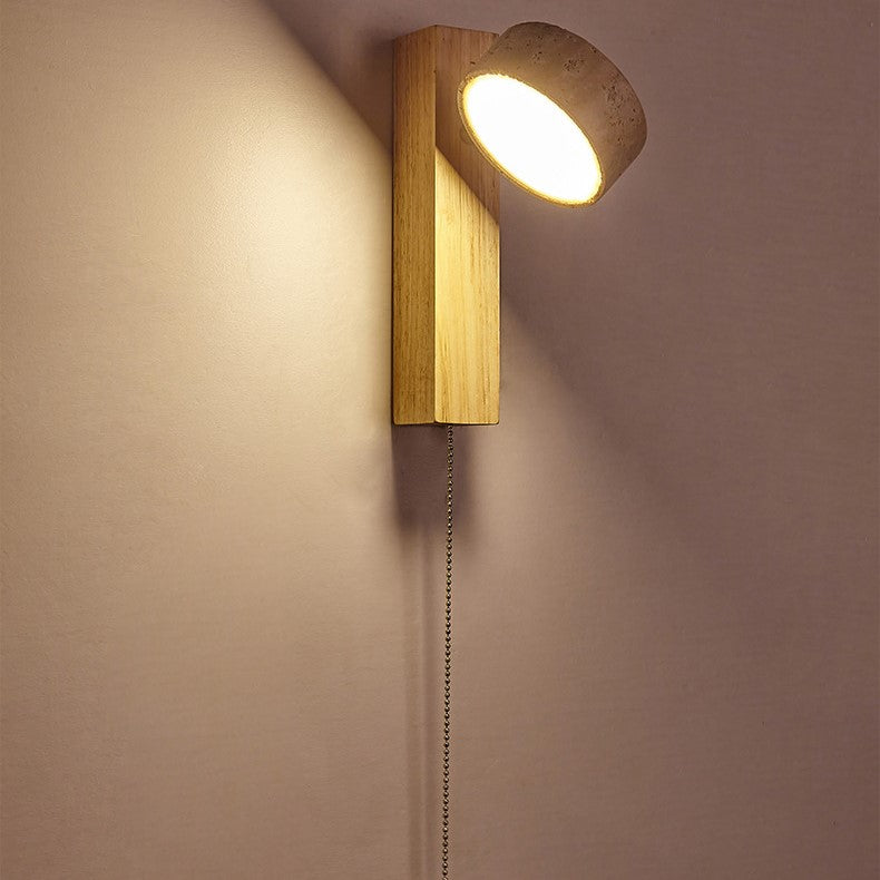 Travertine Wood Bedside Wall Lamp