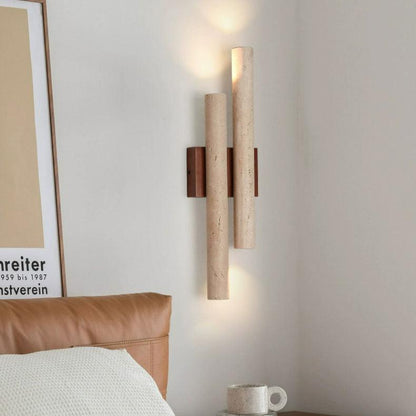 Lámpara de pared doble larga estilo retro de travertino