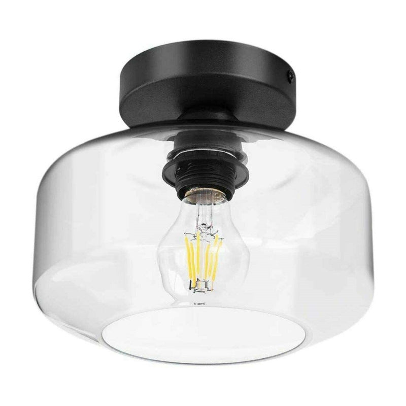 Lampe de plafond en verre avec base en métal de style rétro