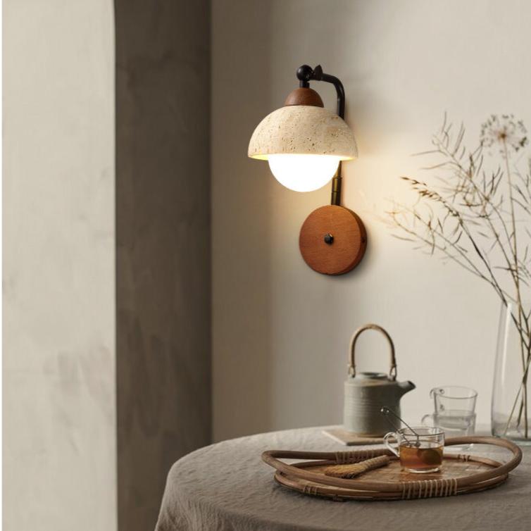 Yellow Travertine Wabi-Sabi Wall Lamp