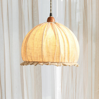 Tally Wood Japandi Linen Pendant Light