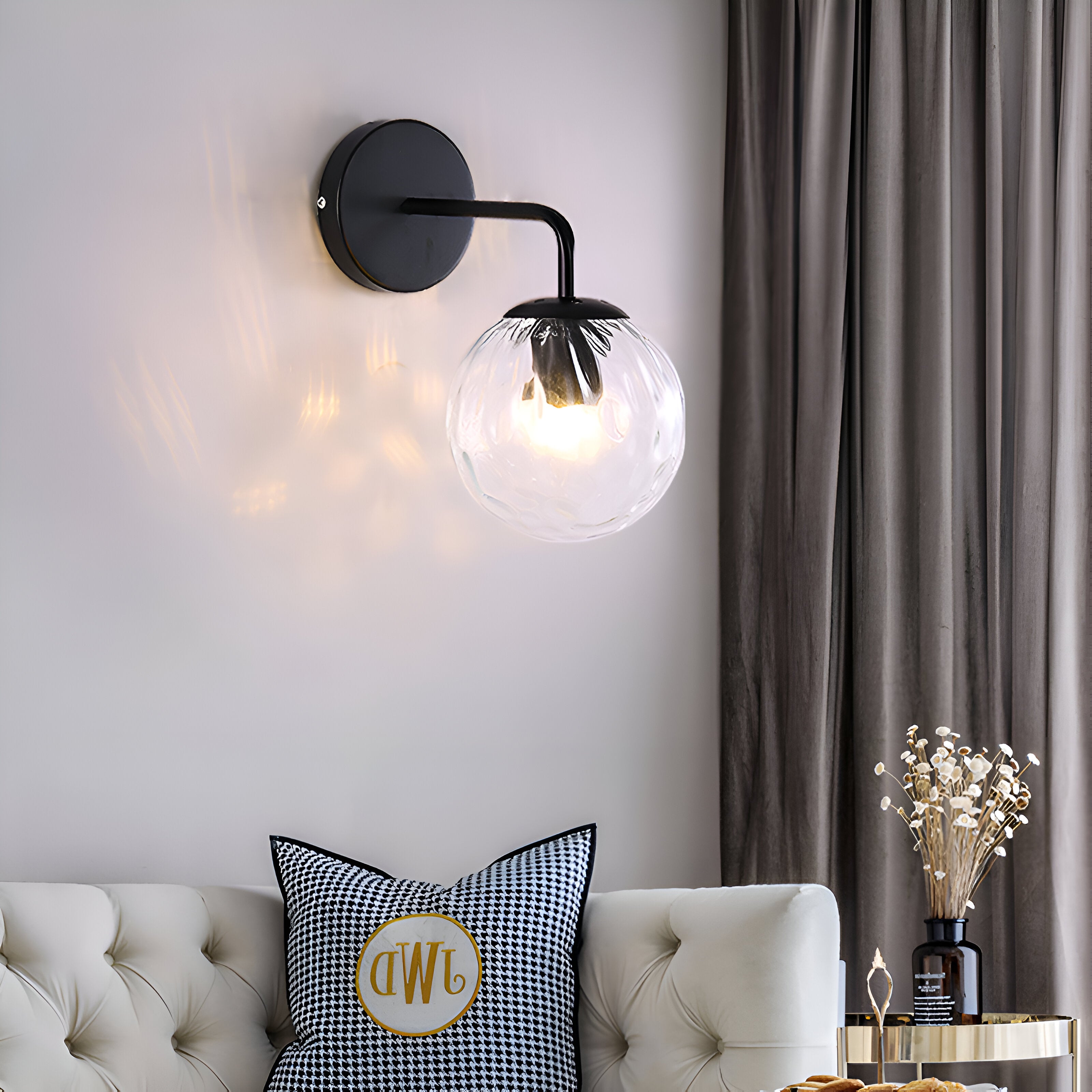 Modern Retro Rippled Glass Sphere Wall Lamp