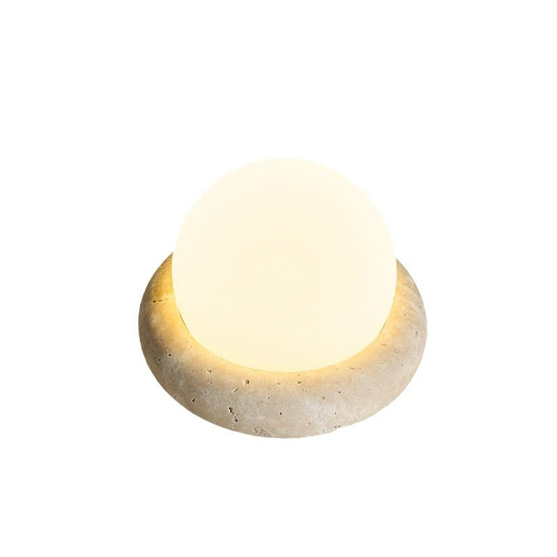 Mini Maga Cream Style Travertine Table Lamp