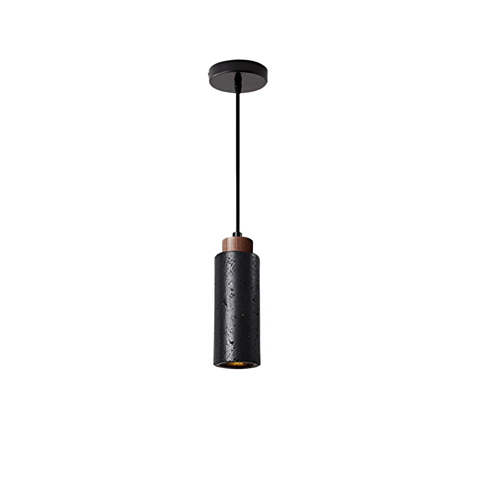 Black Travertine Tube Pendant Lamp