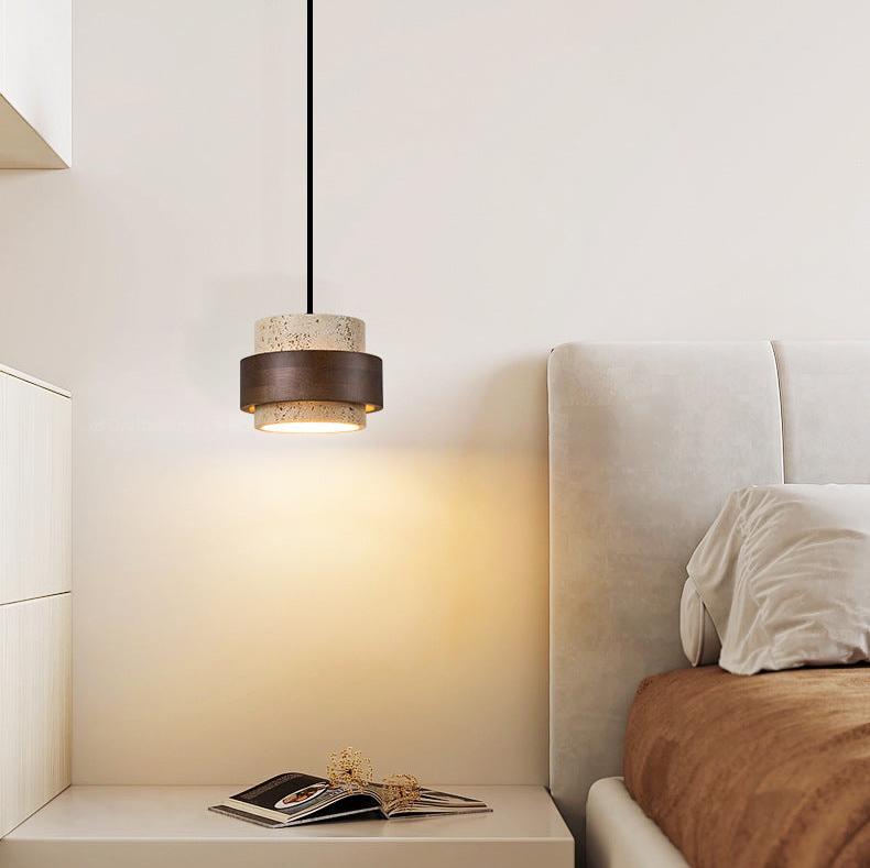 Lampe suspendue rétro nordique minimaliste de style japonais en travertin