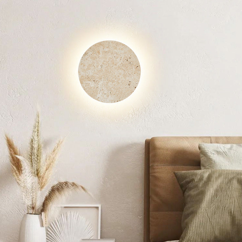 Travertine Stone Round LED Wall Lamp