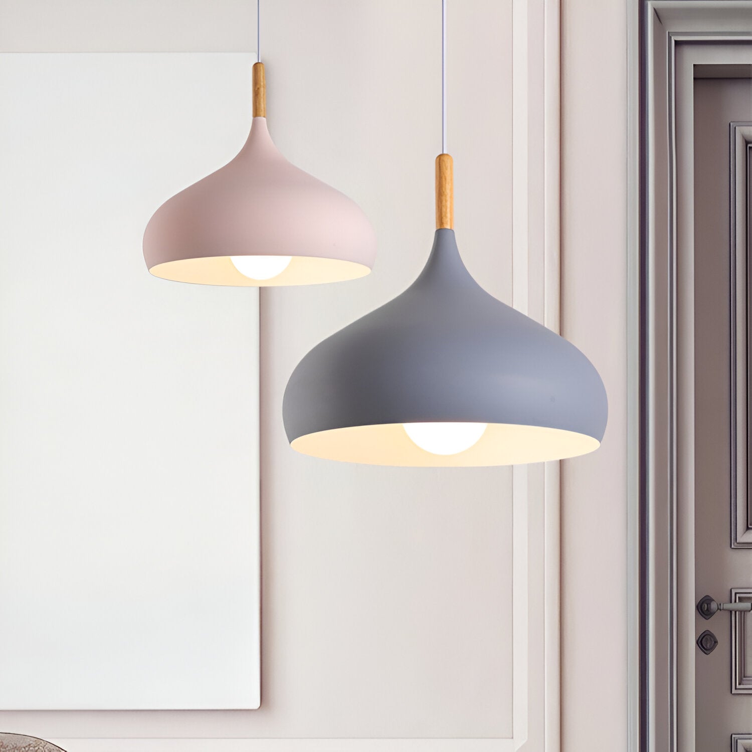 Noordse Houten en Aluminium Hanglamp - KLAAR