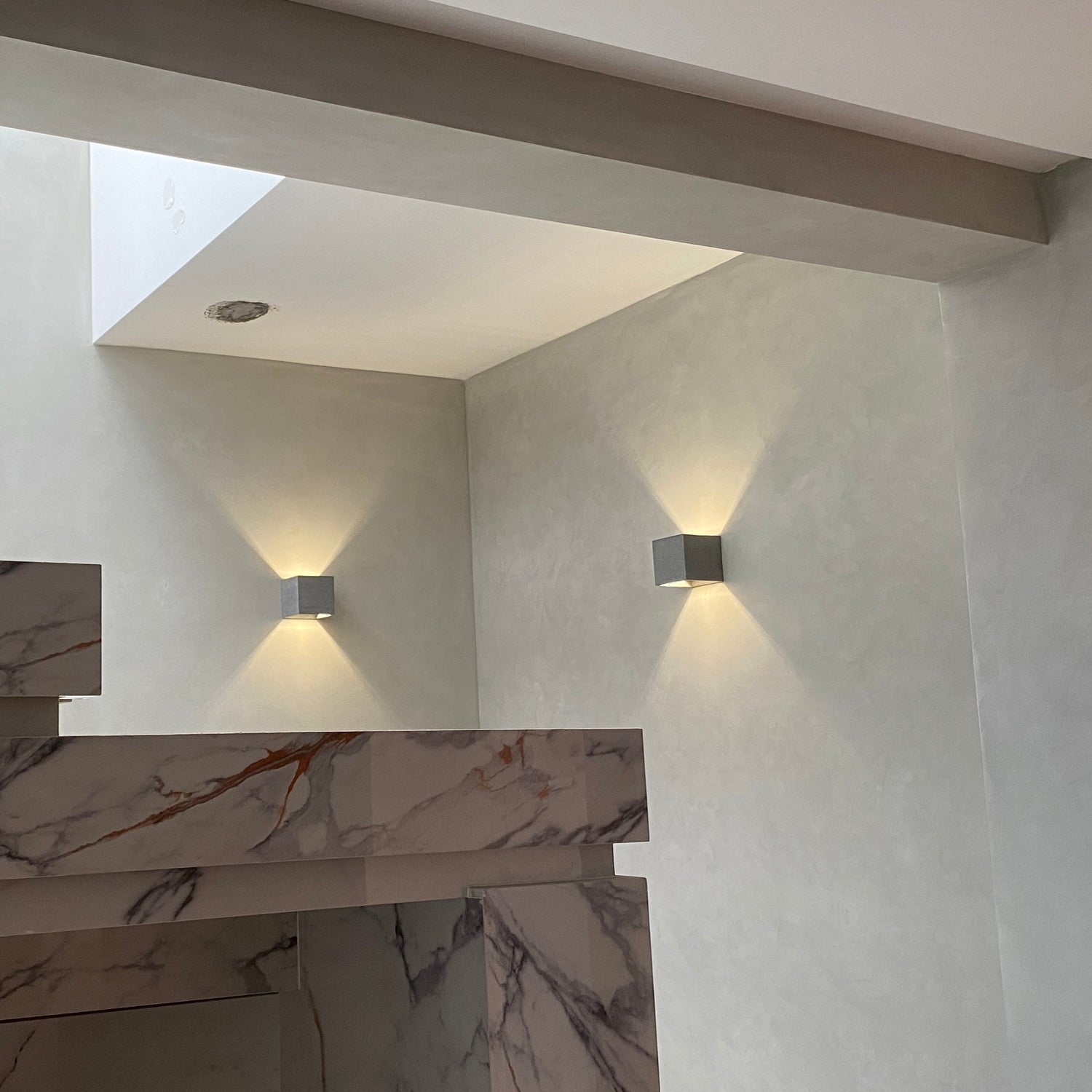 Lume Minimalist Stone Travertine Cube Wall Light