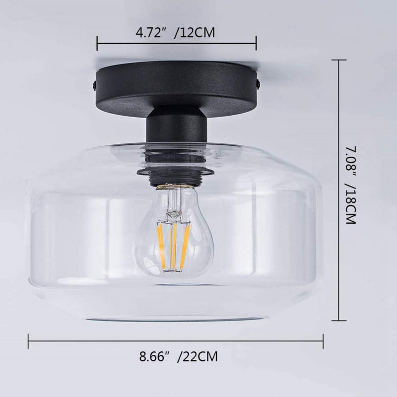 Lámpara de techo de vidrio con base de metal de estilo retro