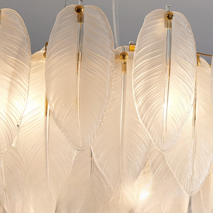 Luxury Gold Glass Feather Chandelier